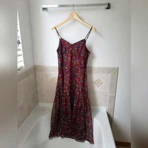 Simple Retro floral burgundy slip dress, medium